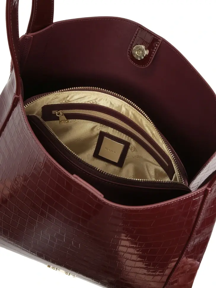 Kazar Shoulder Bag In Shiny Burgundy Leather
