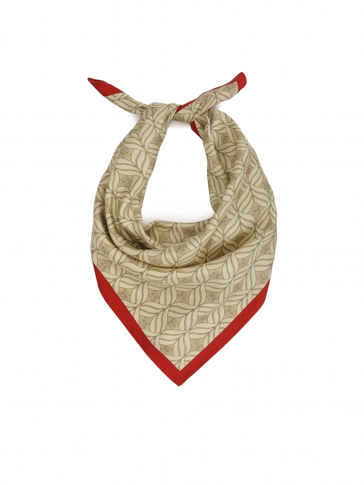 kazar Silk beige scarf with red accent