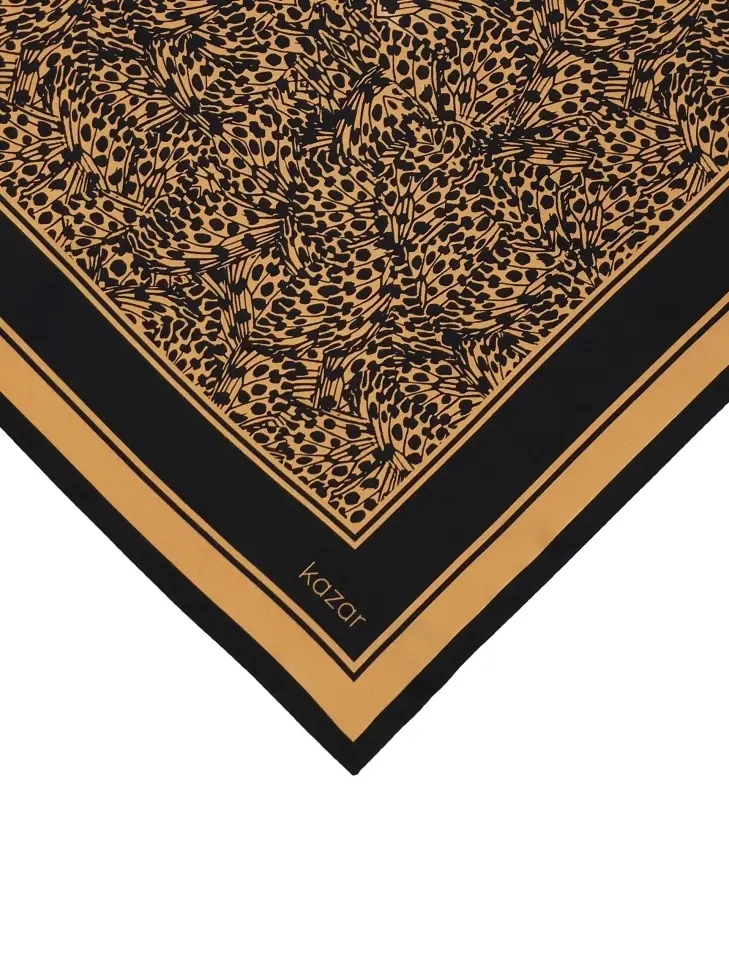 Kazar Silk Scarf Brown And Black