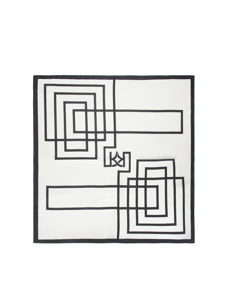 Kazar Silk Scarf With Geometric Patterns