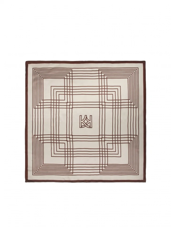 Kazar Silk Scarf With Geometric Patterns