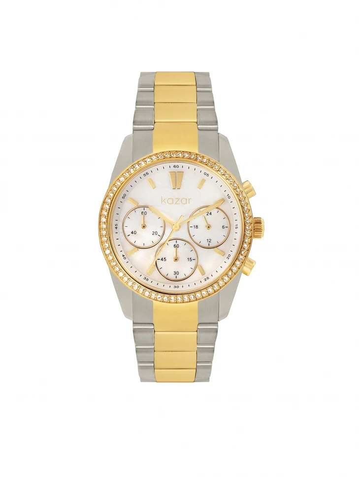 kazar Silver and gold watch with crystals