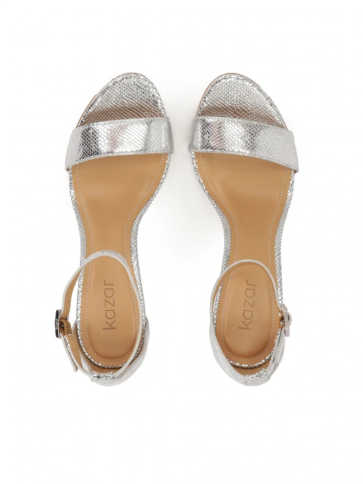 Kazar Silver Embossed Pattern Sandals