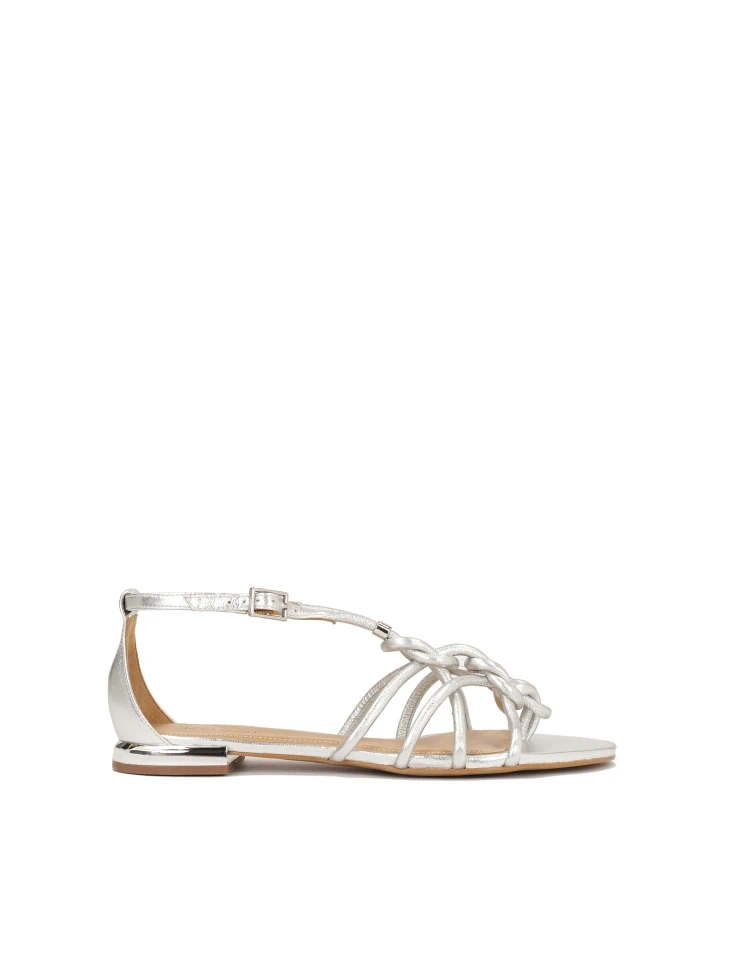 kazar Silver flat sandals with interlaced straps