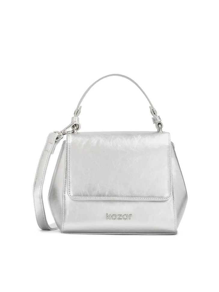 kazar Silver handbag trunk with handle and strap