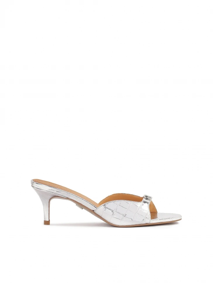 kazar Silver heeled mules with cut-out upper