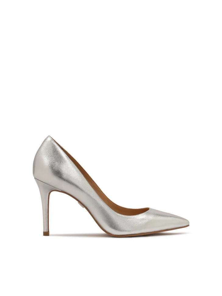 kazar Silver leather minimal pumps