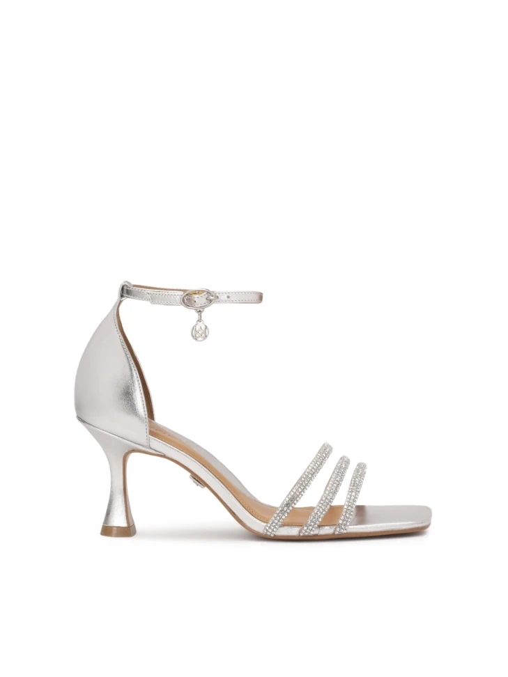kazar Silver leather sandals with a covered heel