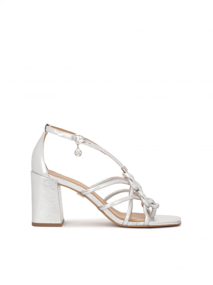 kazar Silver leather sandals with braided straps