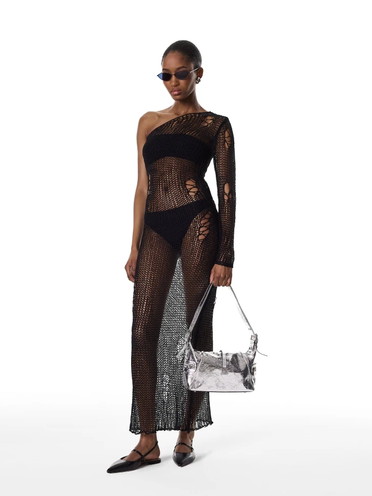 Kazar Silver Metallic Leather Handbag