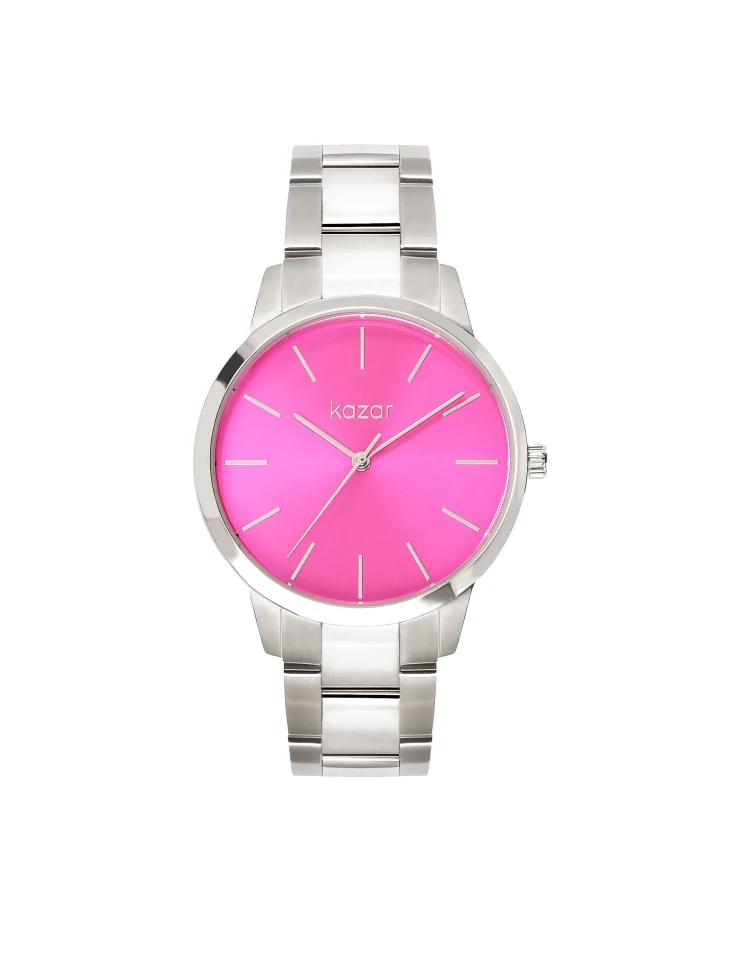 kazar Silver watch with pink dial