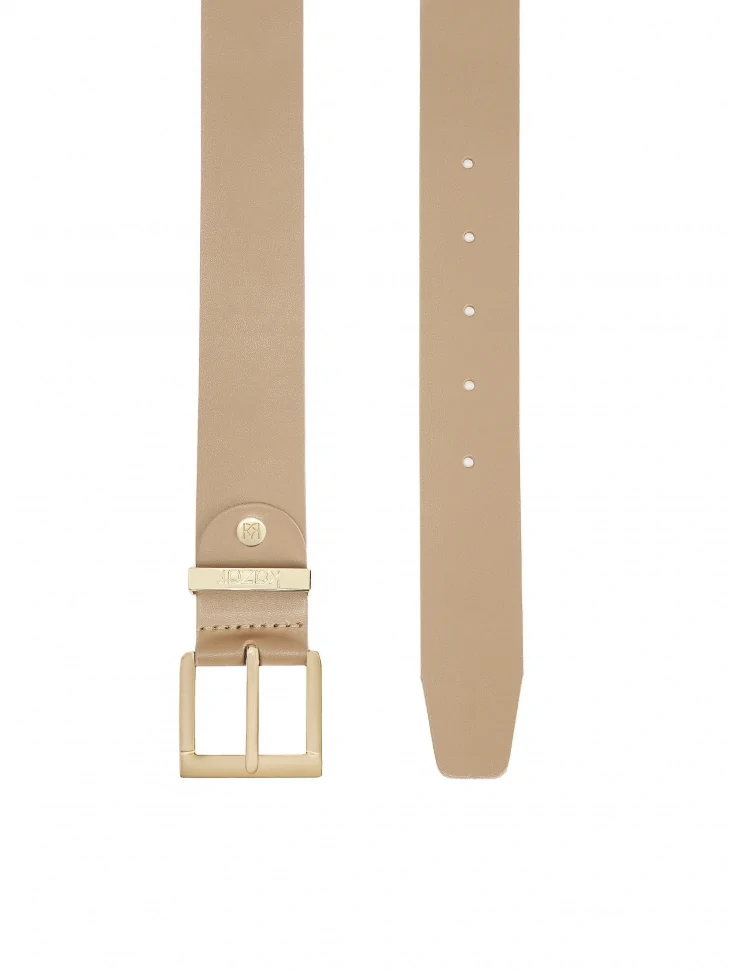 Kazar Simple Leather Belt In Taupe Color