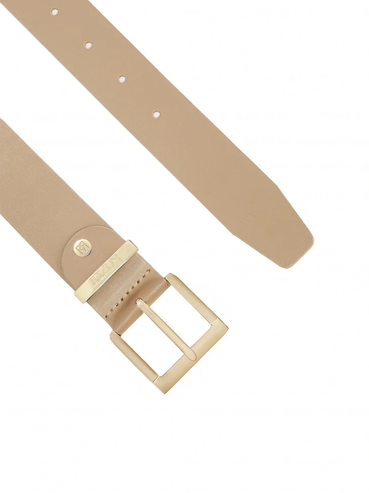 Kazar Simple Leather Belt In Taupe Color