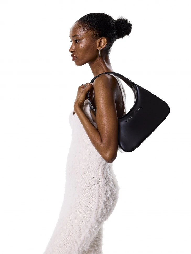 Kazar Sleek Black Handbag With Smooth Face