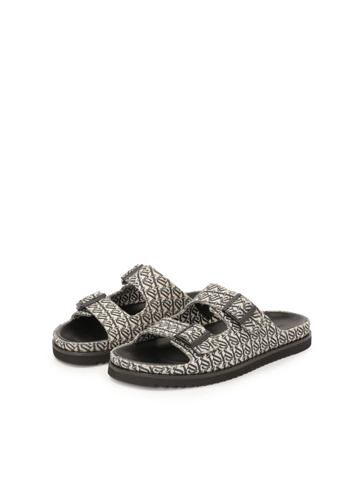 Kazar Slides Made Of Fabric With A Logo Pattern