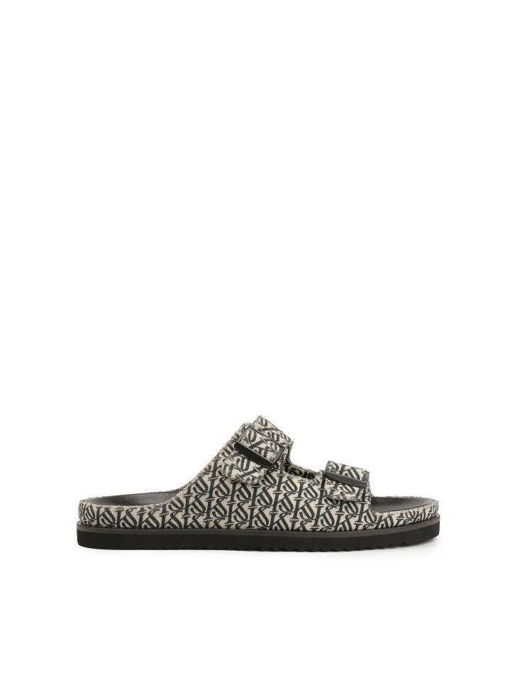 kazar Slides made of fabric with a logo pattern