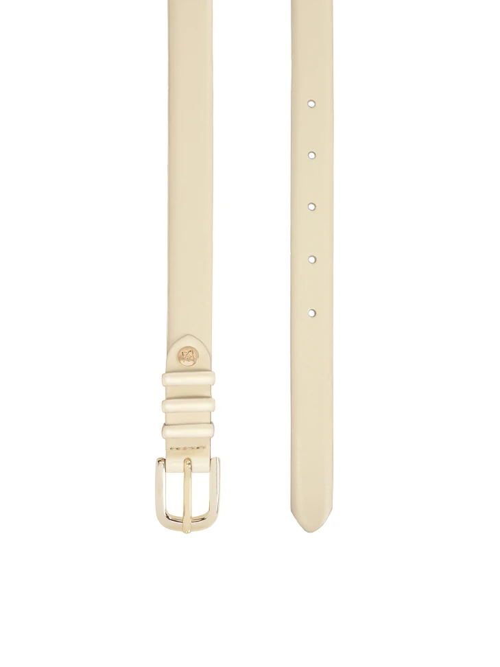 Kazar Slim Leather Belt In Cream Color