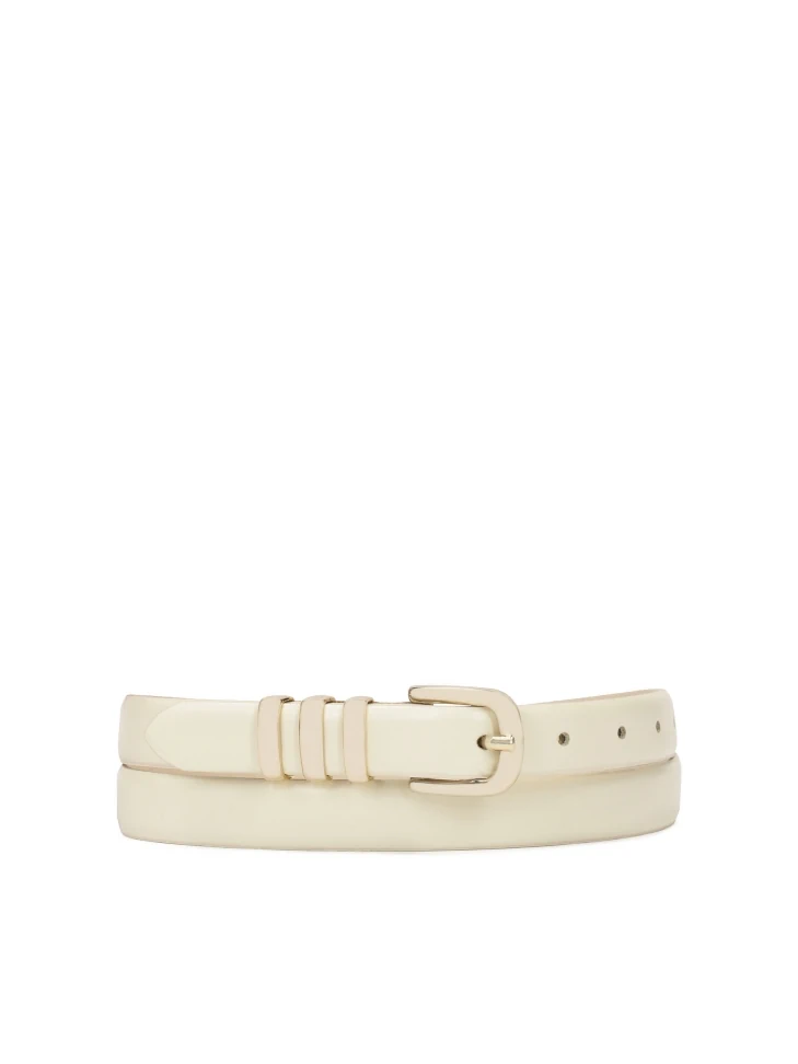 kazar Slim leather belt in cream color
