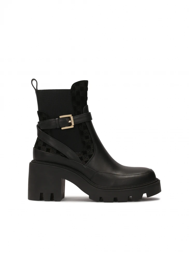 kazar Slip-on black boots on solid sole with heel