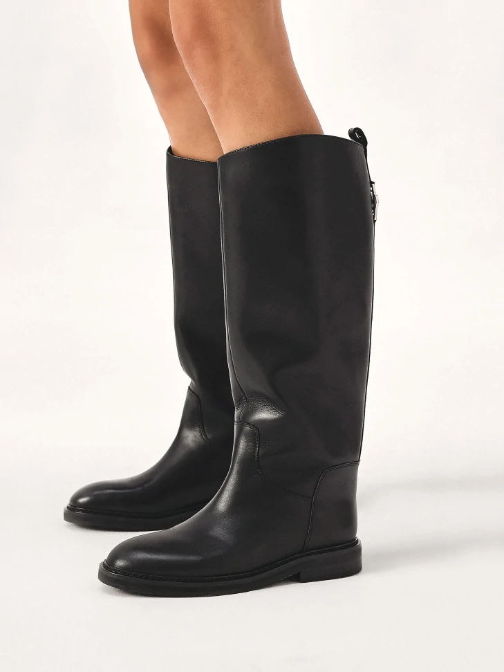 Kazar Slip-on Black Boots With Flat Sole