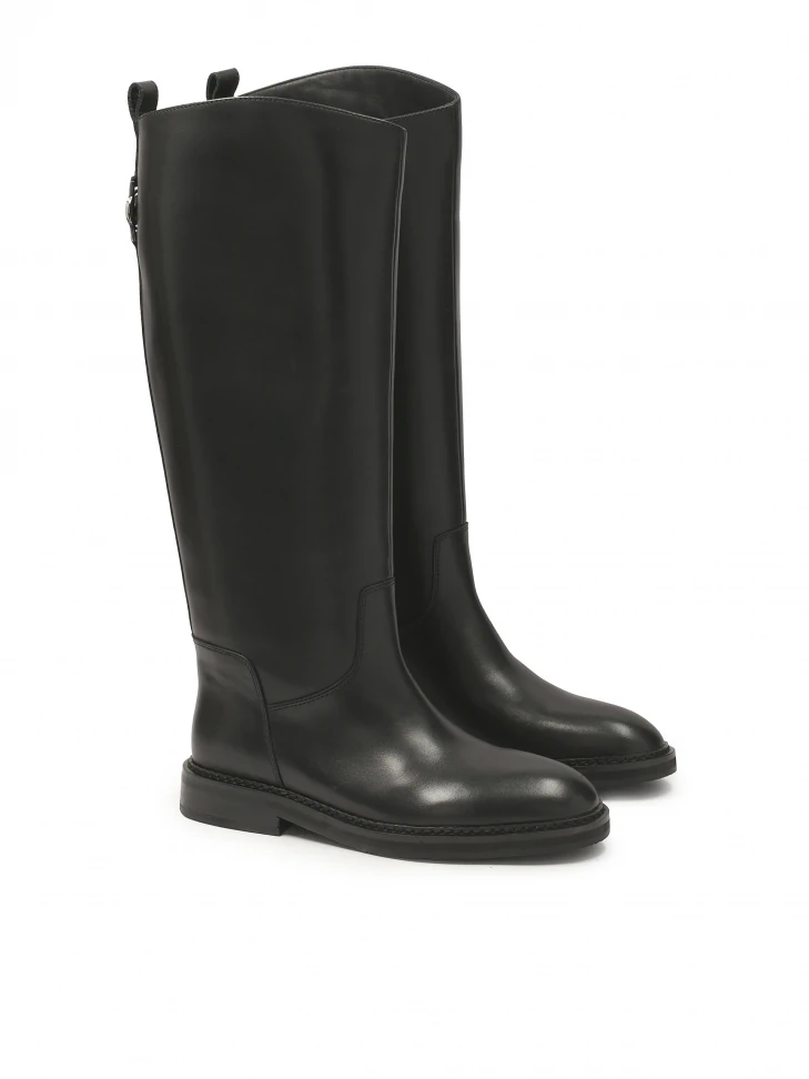 Kazar Slip-on Black Boots With Flat Sole