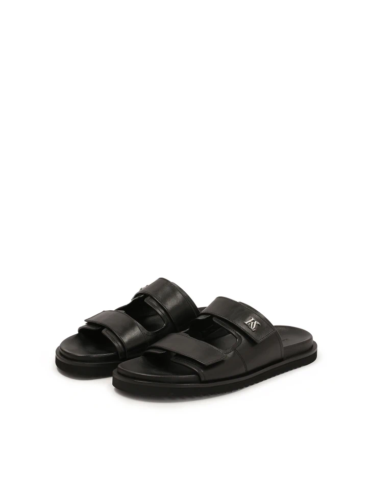 Kazar Slip-on Black Slides With Velcro Straps