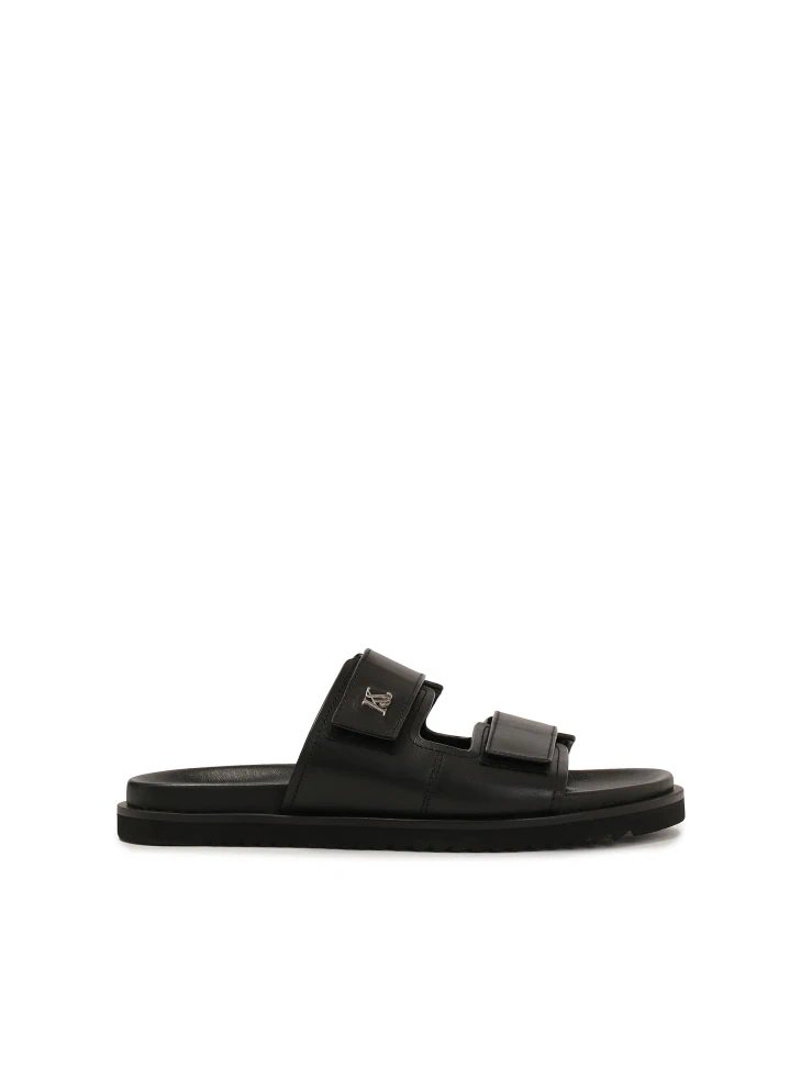 kazar Slip-on black slides with Velcro straps