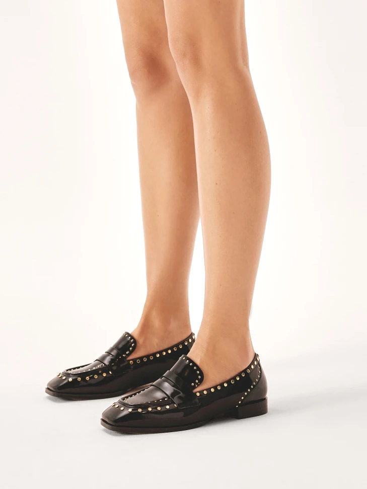 Kazar Slip-on Loafers Decorated With Metal Rivets