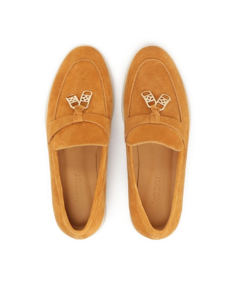 Kazar Slip-on Suede Loafers With Embellishment