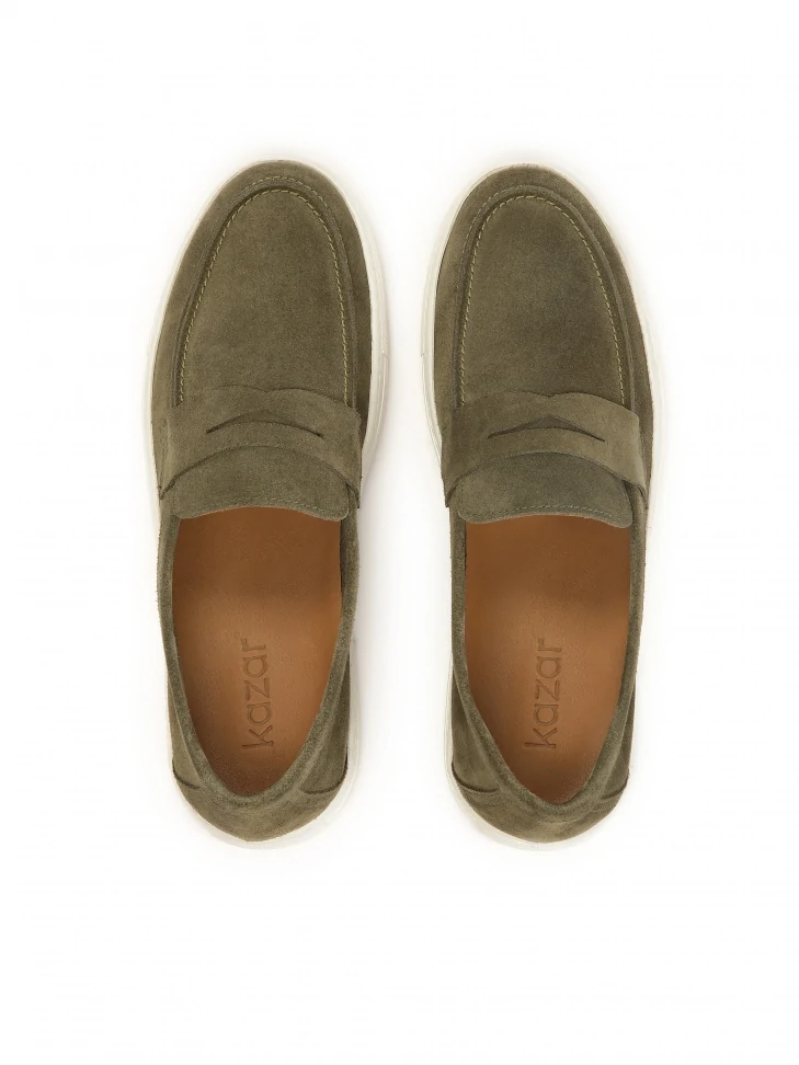 Kazar Slip-on Suede Sneakers In Khaki Color