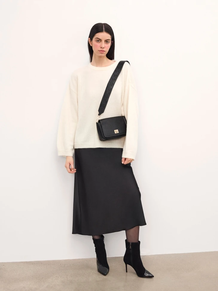 Kazar Small Black Leather Handbag With Flap