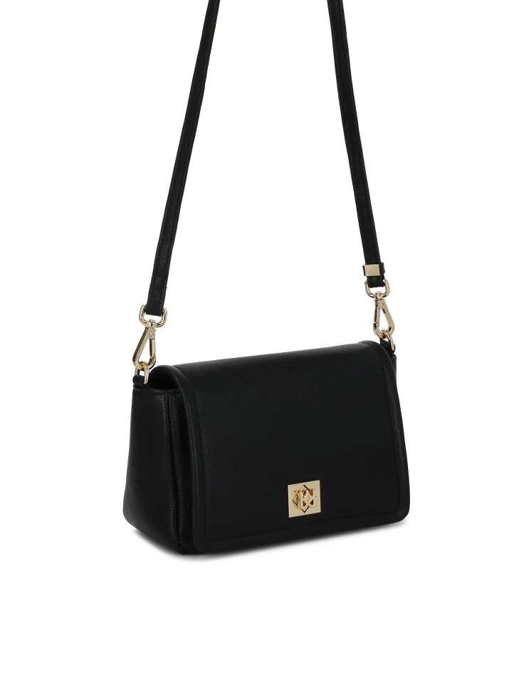 Kazar Small Black Leather Handbag With Flap