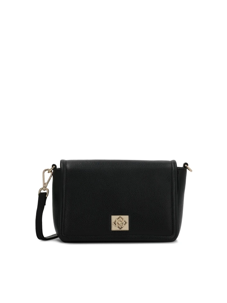 kazar Small black leather handbag with flap
