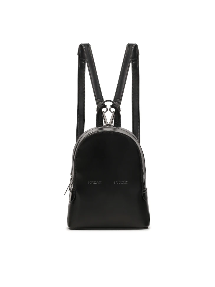 kazar Small black rigid leather backpack