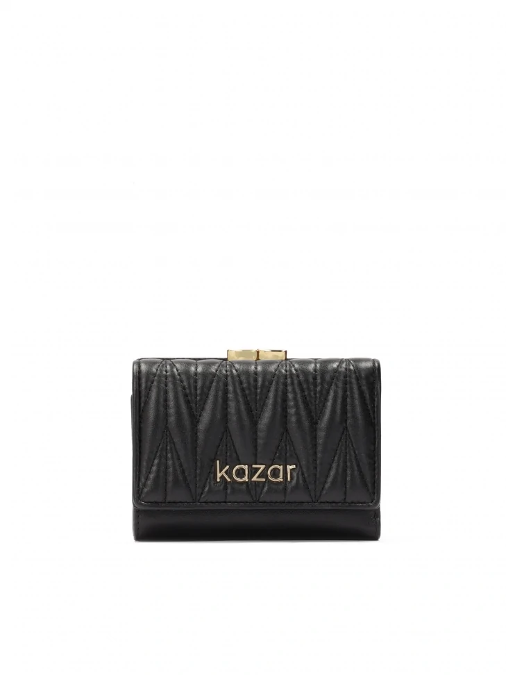 kazar Small black wallet with quilting