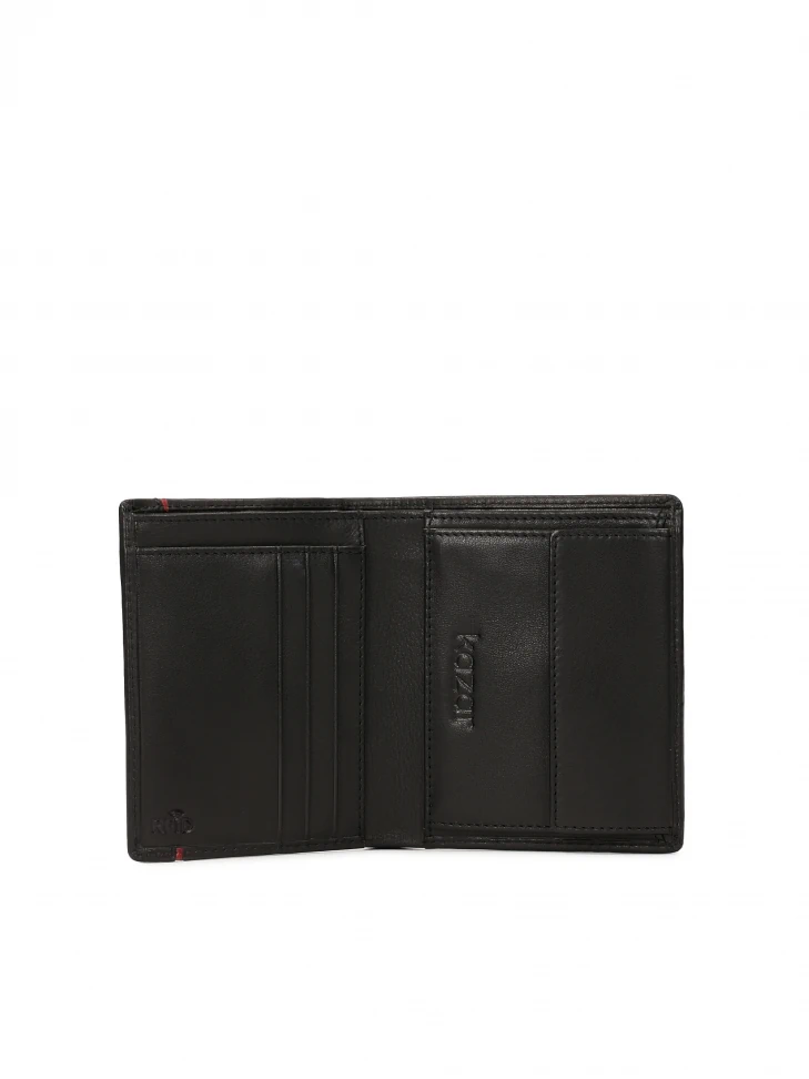 Kazar Small Black Wallet With Red Accent