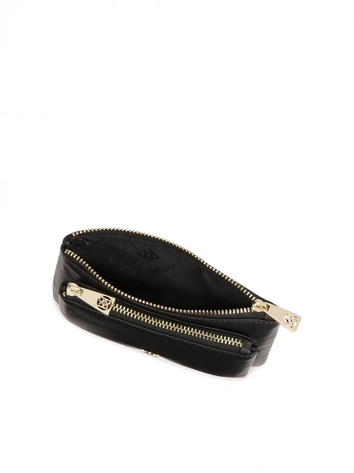 Kazar Small Black Zippered Purse