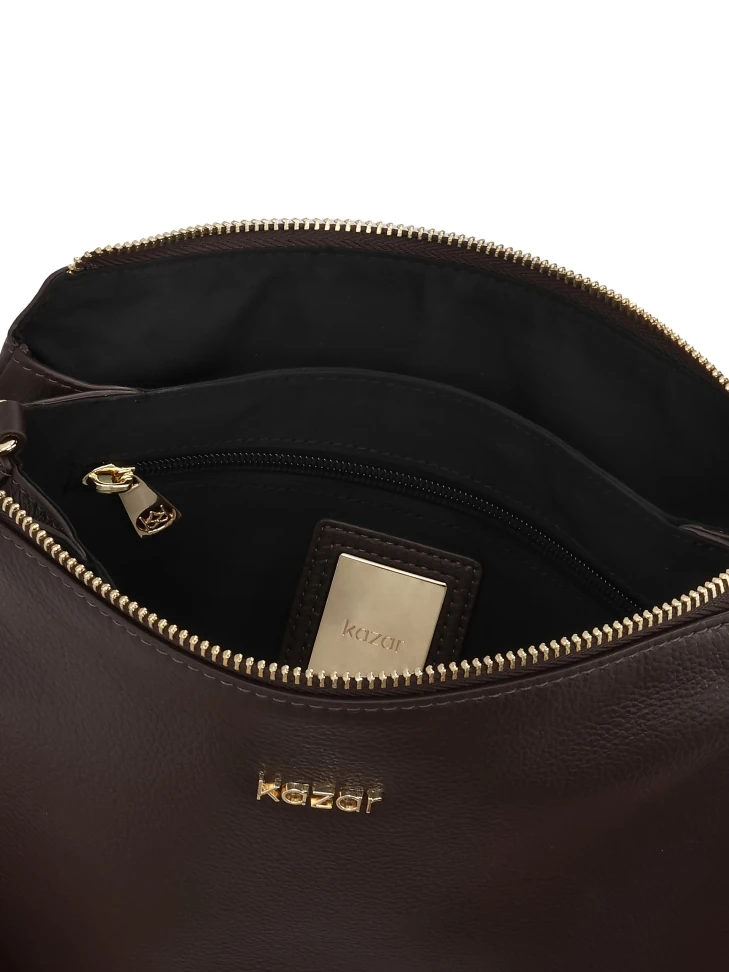Kazar Small Brown Handbag With Two Straps