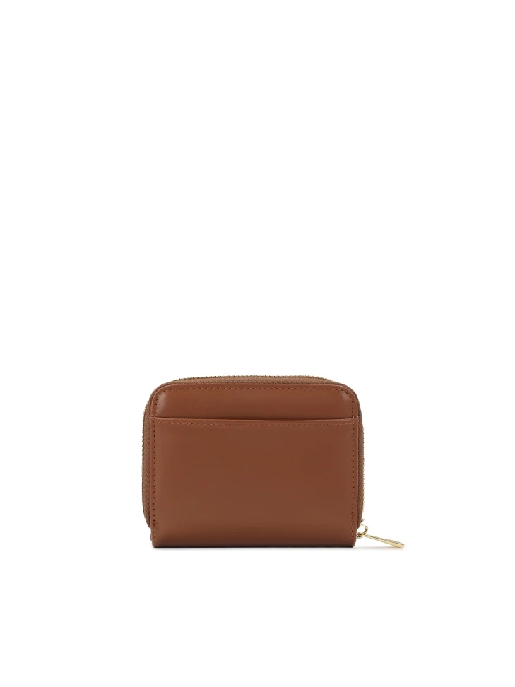 Kazar Small Brown Wallet With Snap Closure Flap