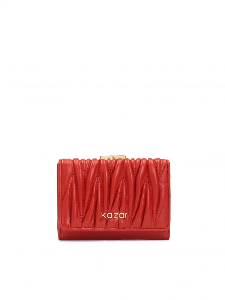 kazar Small leather wallet in red color