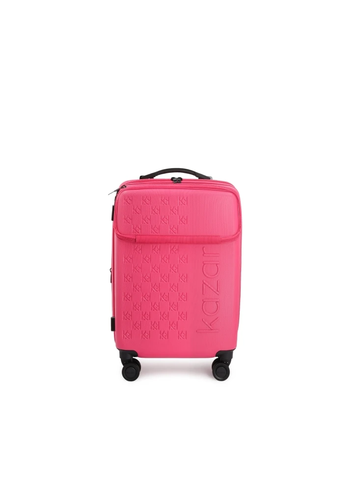 kazar Small pink suitcase with pocket on the front