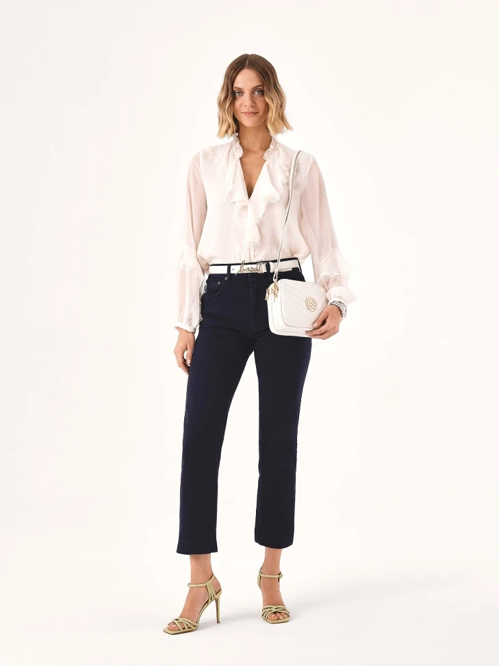 Kazar Small White Handbag On A Belt