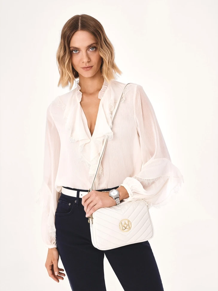 Kazar Small White Handbag On A Belt