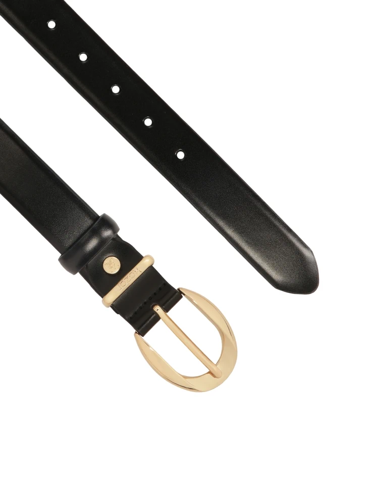 Kazar Smooth Black Belt With Minimalist Buckle