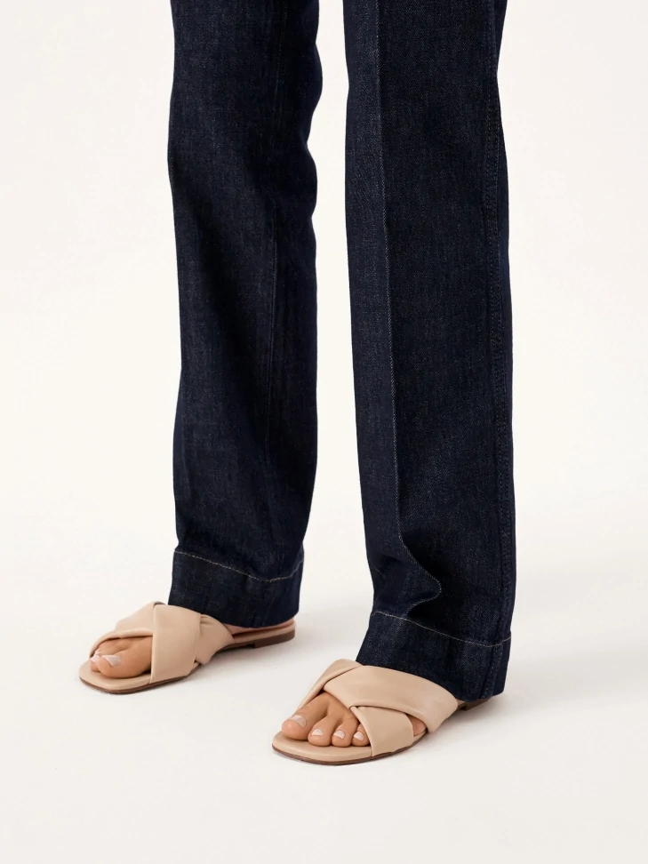 Kazar Soft Leather Slides On A Flat Sole