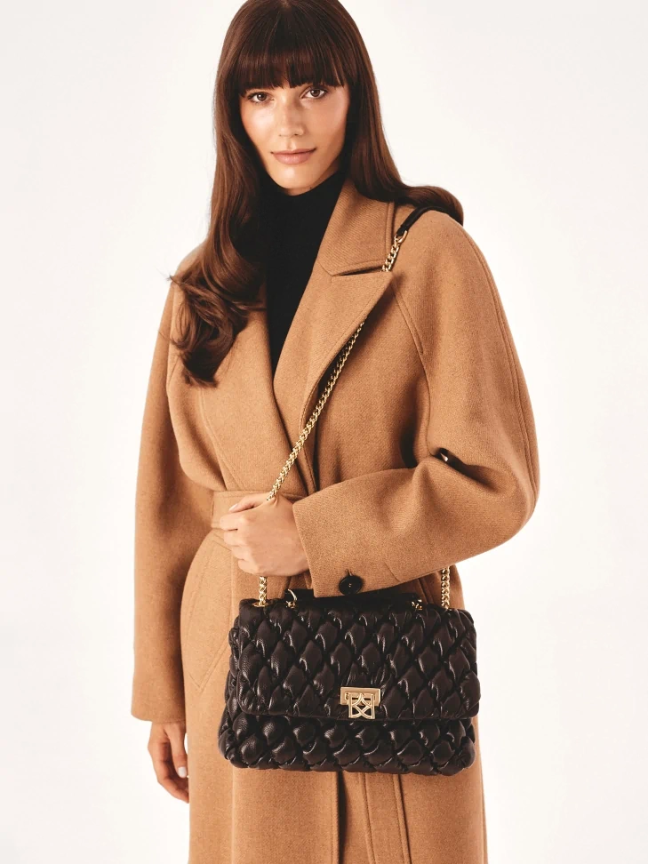 Kazar Soft Quilted Handbag In Brown Color