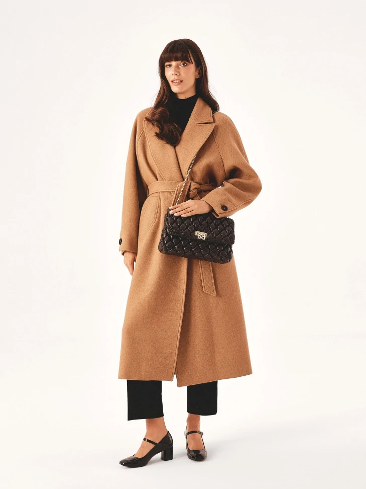 Kazar Soft Quilted Handbag In Brown Color