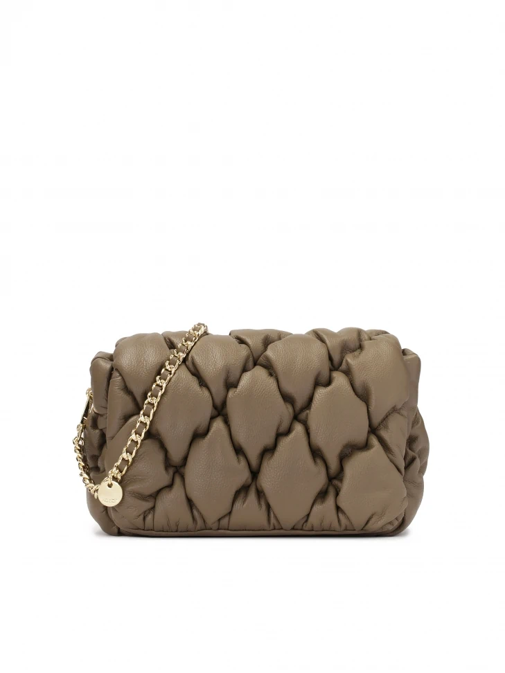 kazar Soft quilted handbag in taupe color
