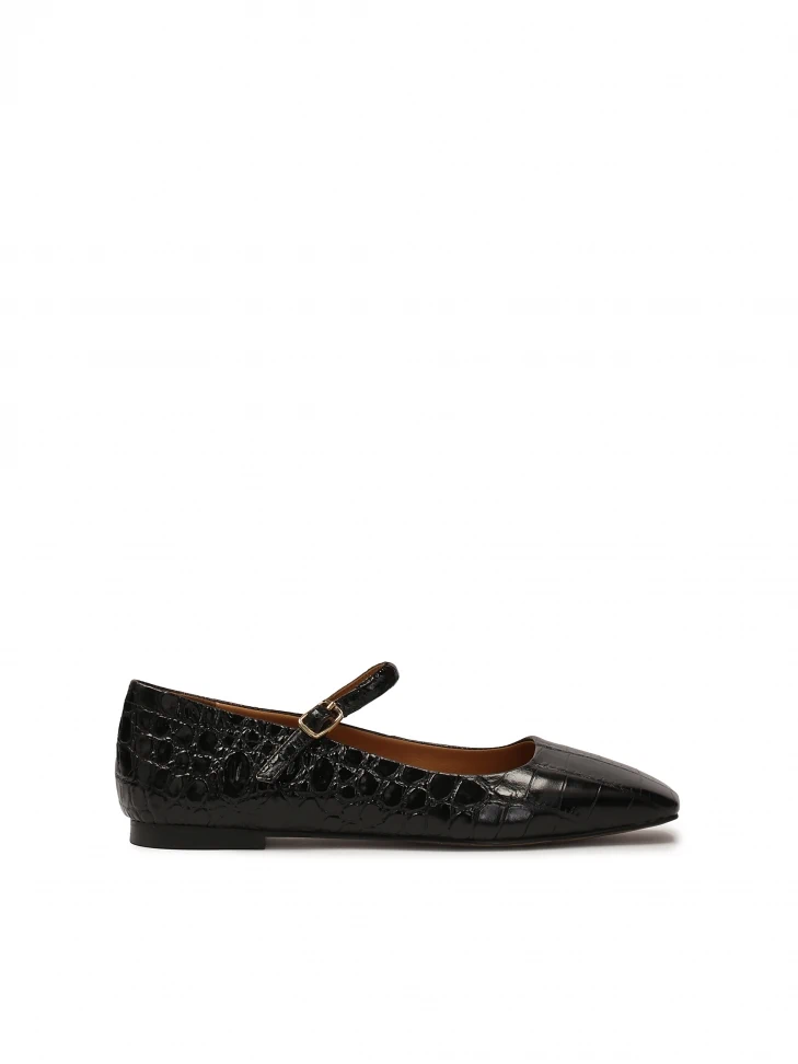 kazar Stamped leather flat sole pumps
