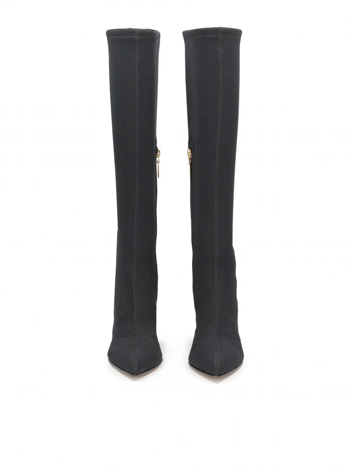 Kazar Stretch Fabric Boots With Brown Heels